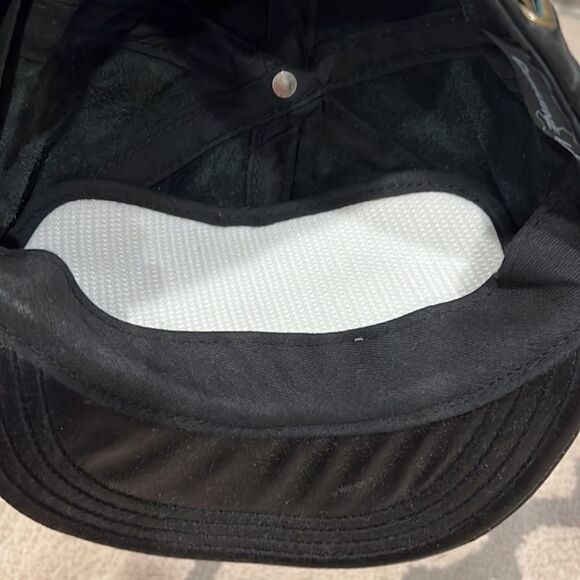 Black genuine Leather Baseball Cap Sima International Adjustable made in USA - Picture 9 of 9